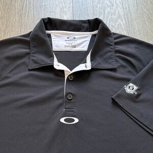 Oakley Golf Polo Shirt Men Large Fairway & Greene Black Short Sleeve Performance